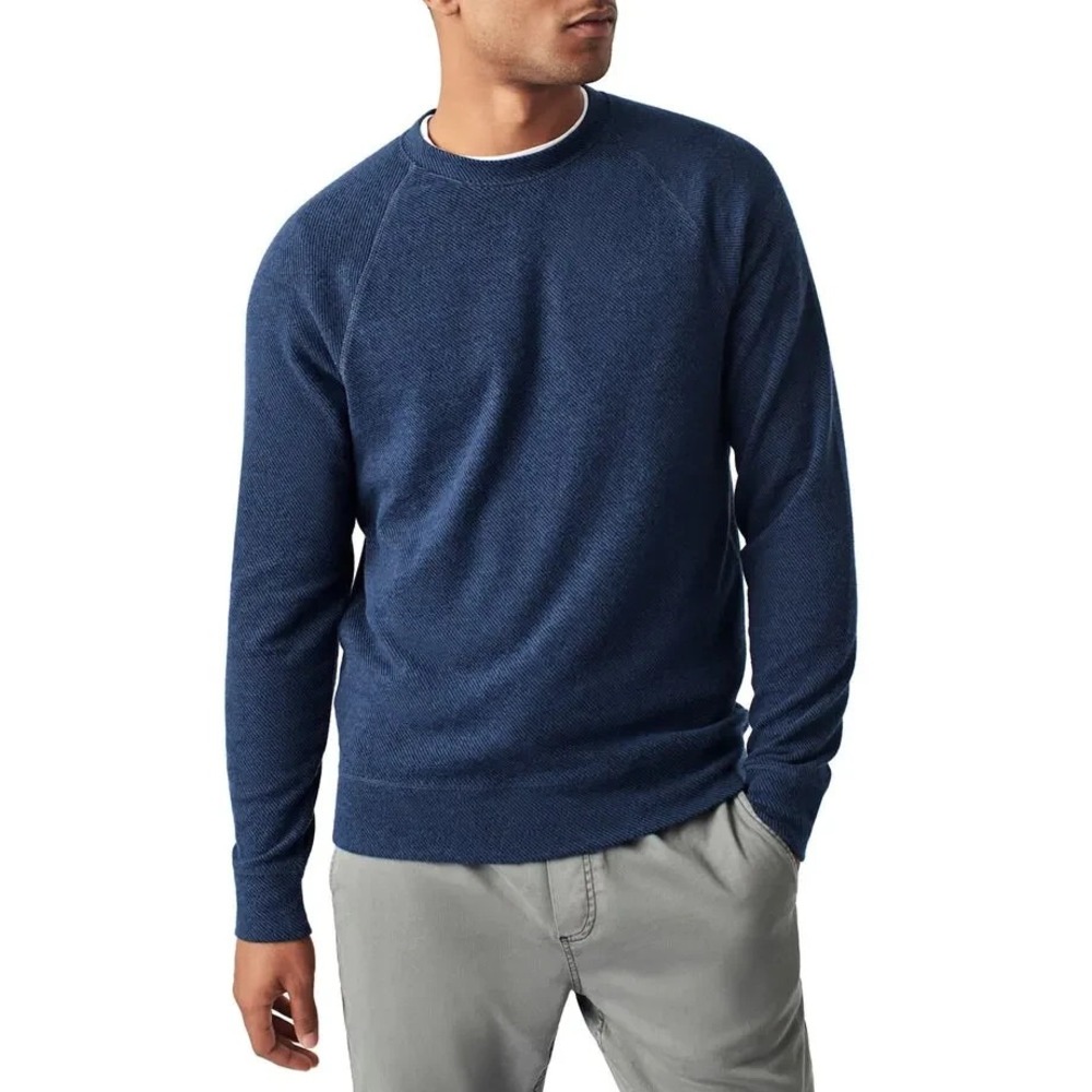 Faherty Brand‎ Legend Baseball Sweater Men's 2XL Navy Cotton Crew Neck Pullover